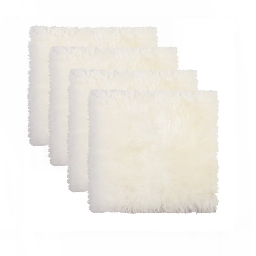 Natural Home Decor New Zealand Sheepskin Chair Pad | 4-Piece | Natural | 17"x17"